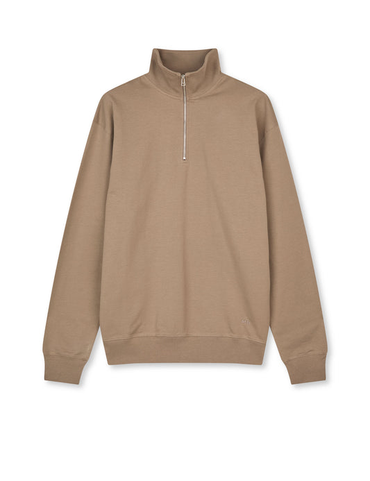 Light Terry Hans Half zip Sweat, Walnut