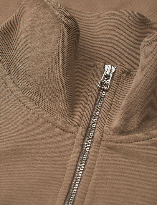 Light Terry Hans Half zip Sweat, Walnut