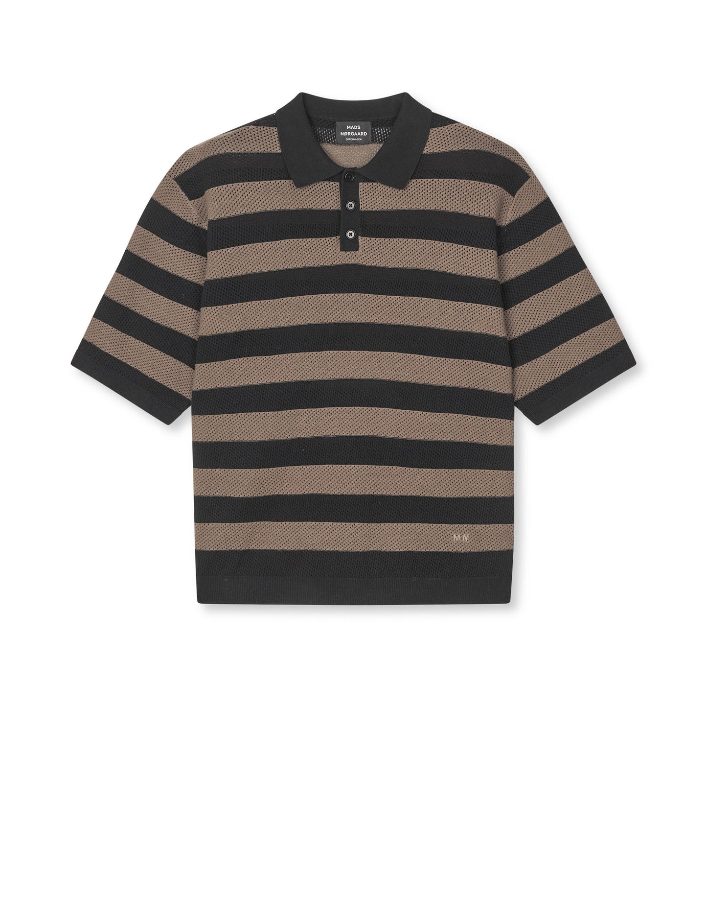 Cotton Lino Arlo Polo, Walnut/Black