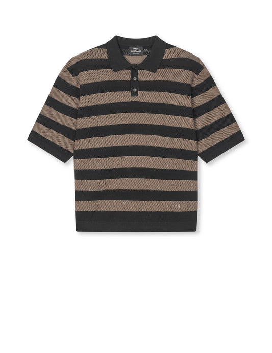 Cotton Lino Arlo Polo, Walnut/Black