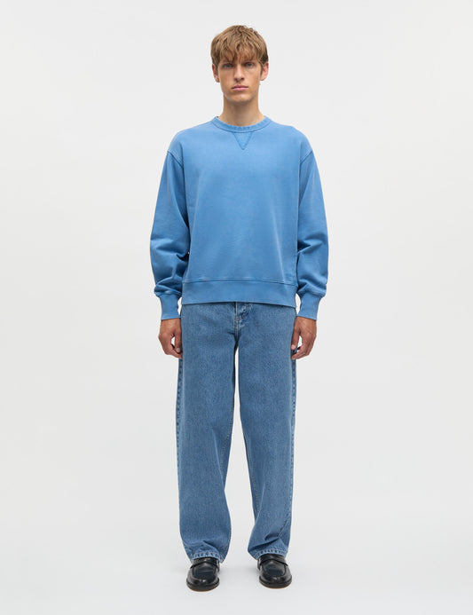 Compact Cotton Crew Sweat, Bright Cobalt