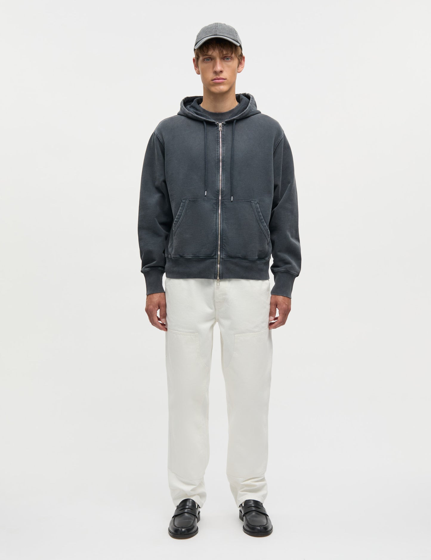 Compact Cotton Zip Hoody, Black