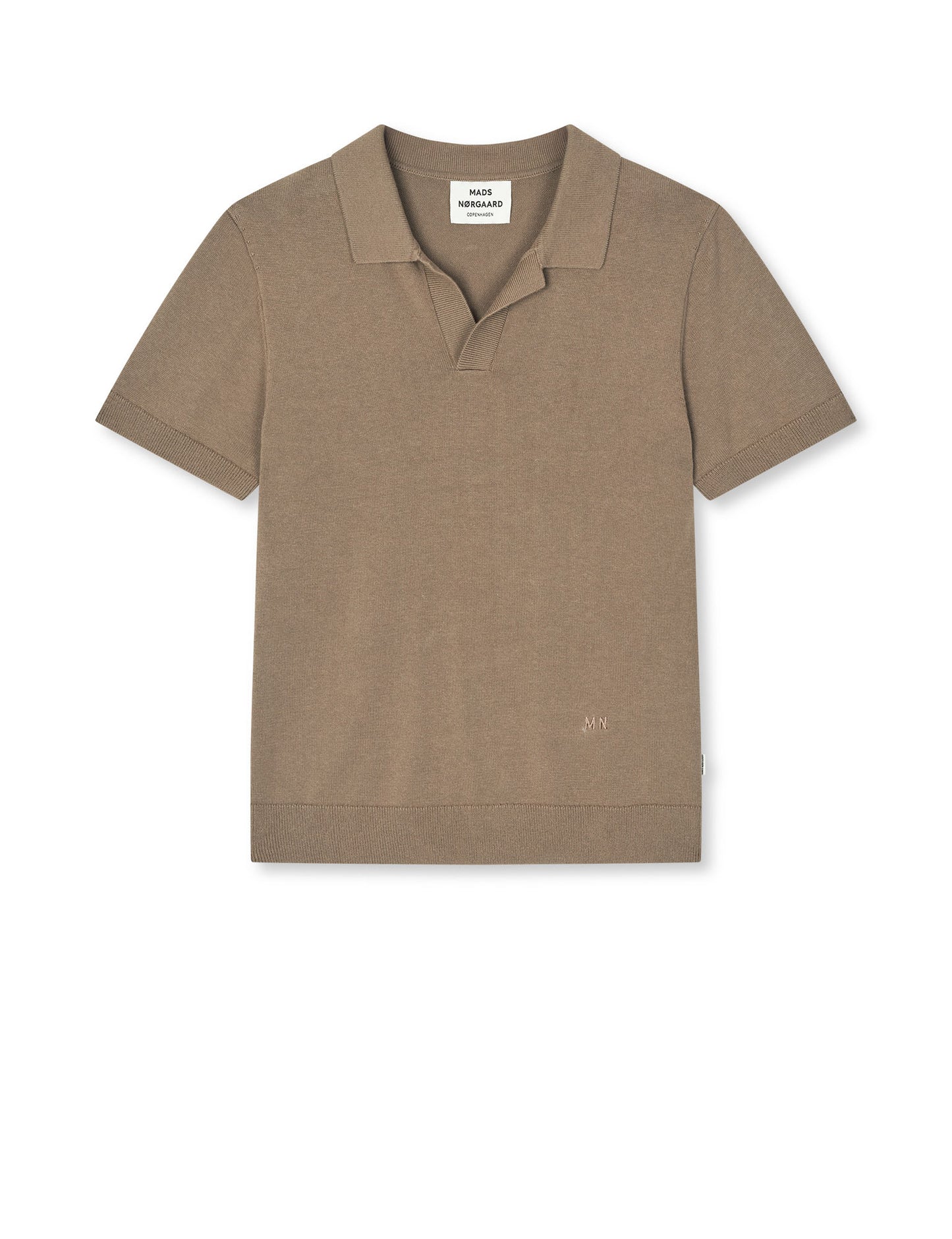 Cotton Knit Pelle Polo Tee, Walnut