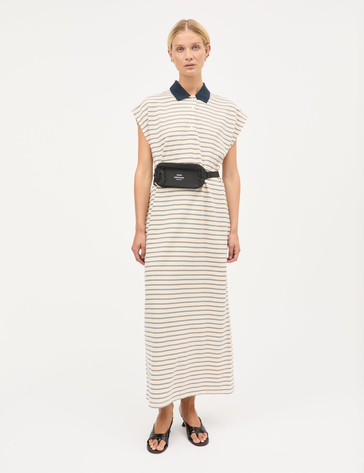 Light Terry Polly Dress, Vanilla Ice/Sky Captain/Zinnia