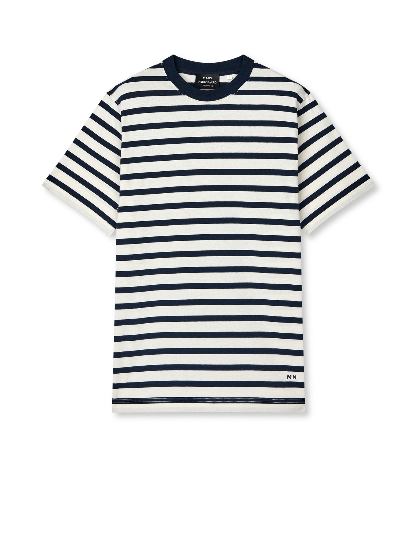 Cotton Jersey Stripe Frode Tee, Vanilla Ice/Sky Captain