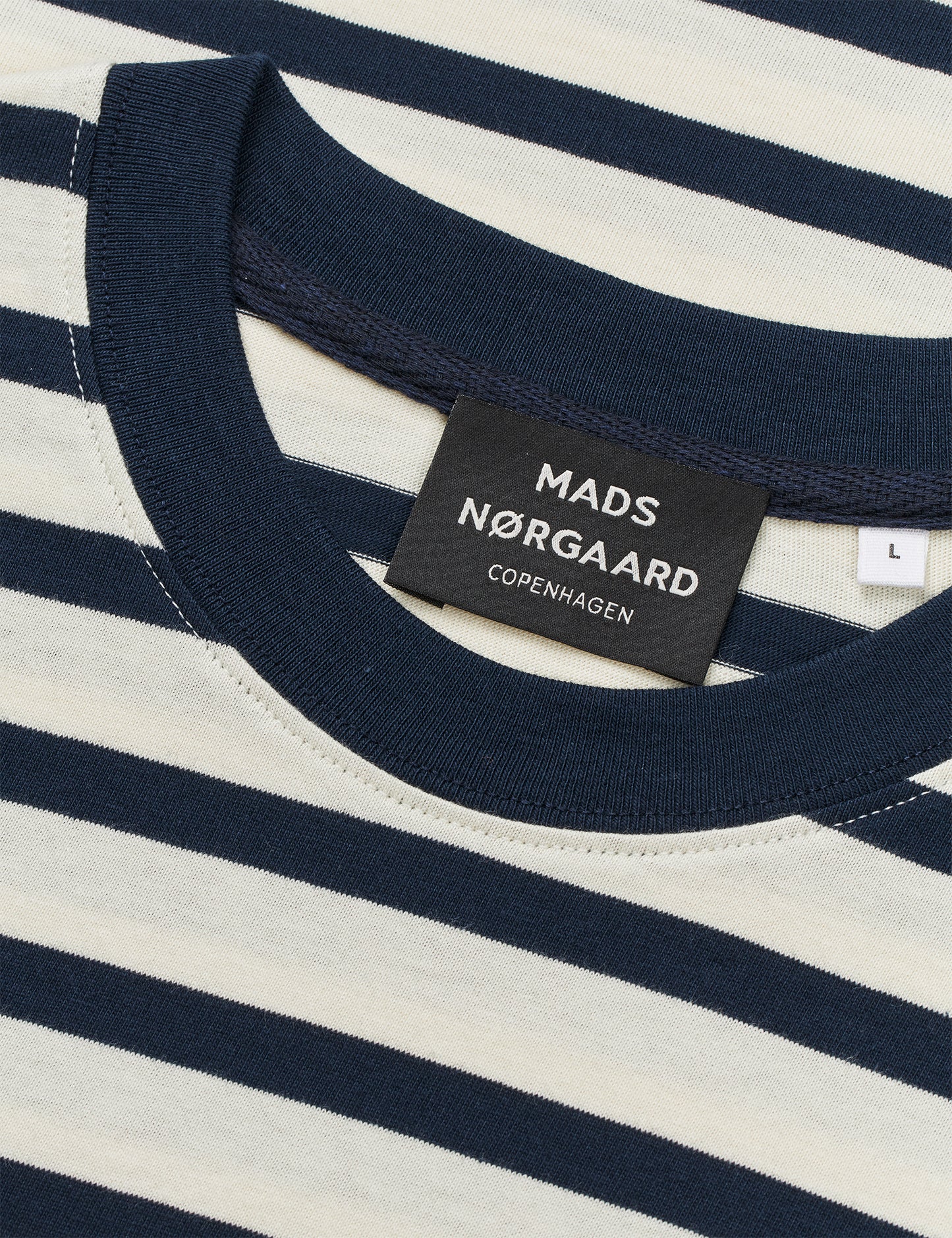 Cotton Jersey Stripe Frode Tee, Vanilla Ice/Sky Captain