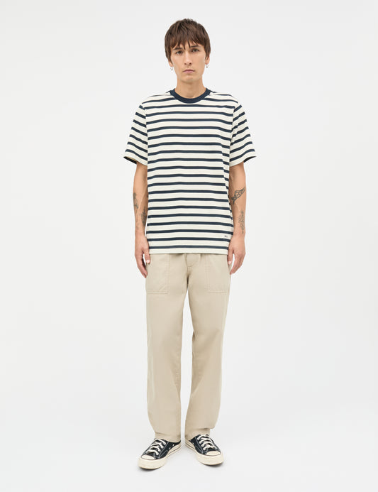 Cotton Jersey Stripe Frode Tee, Vanilla Ice/Sky Captain
