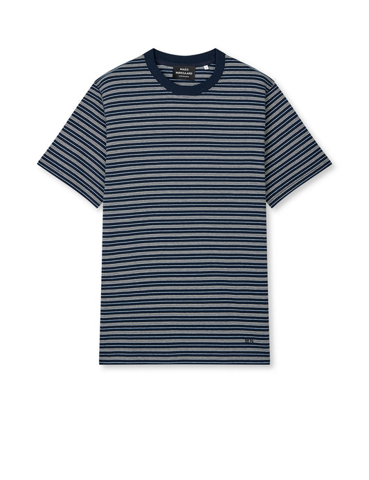 Cotton Jersey Stripe Frode Tee, Sky Captain/Vanilla Ice/Cashme
