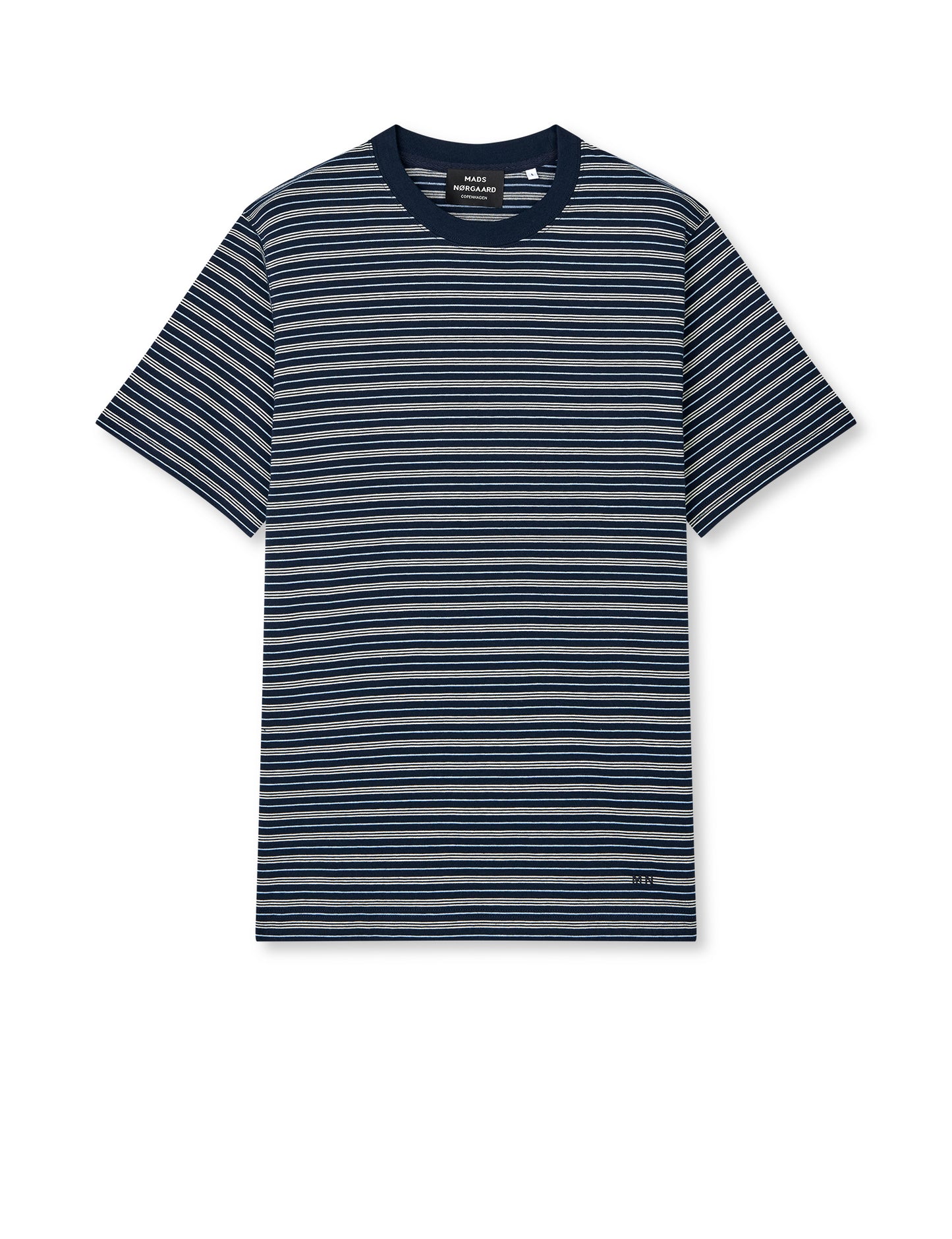 Cotton Jersey Stripe Frode Tee, Sky Captain/Vanilla Ice/Cashme