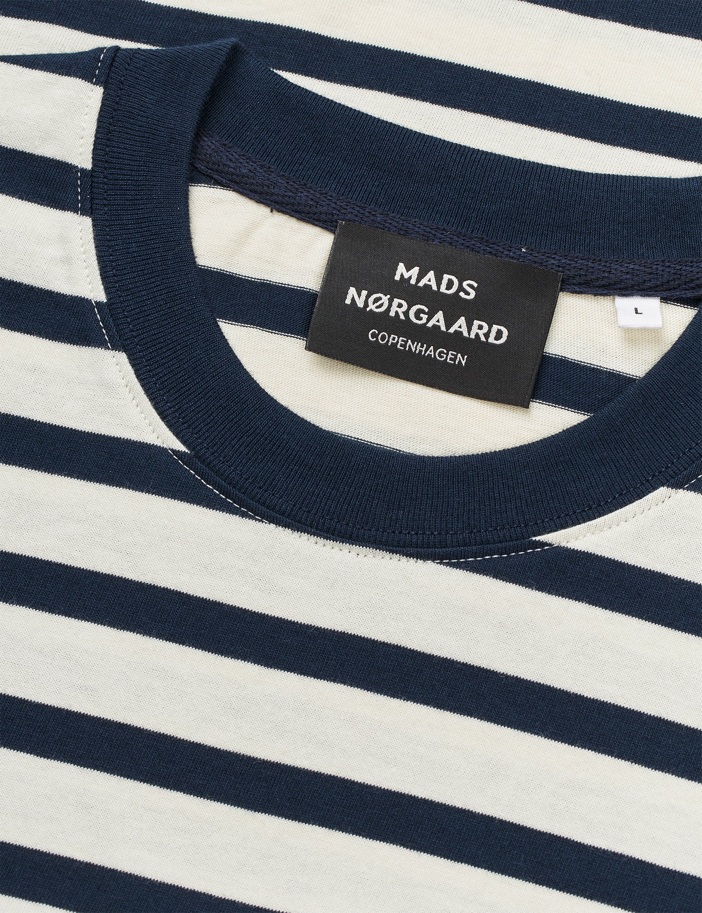 Cotton Jersey Stripe Frode Tee LS, Vanilla Ice/Sky Captain