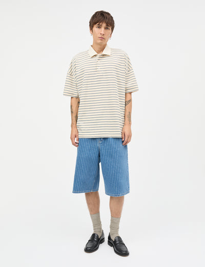 Light Terry Polo SS ST  Tee, Vanilla Ice/Sky Captain/Zinnia