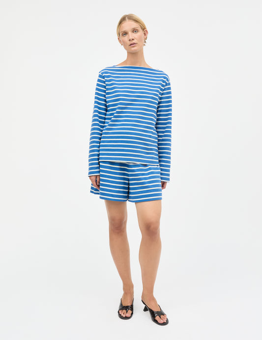 Pablo Gabi Tee LS, Vanilla Ice/Bright Cobalt