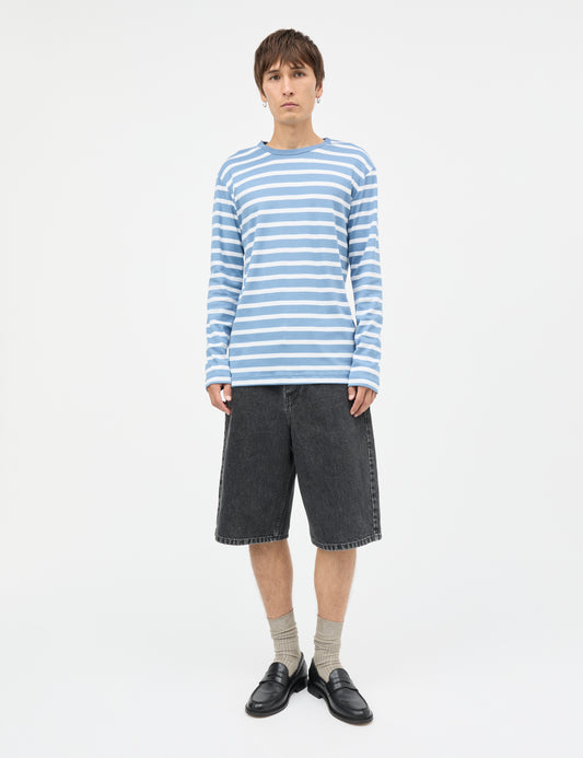 Trio Rib Tobias Tee LS, Riviera/White