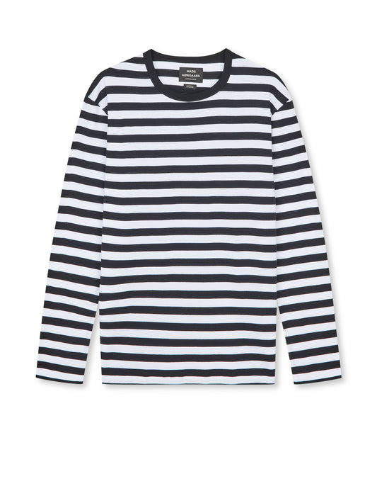 Midi Rib Tobias Tee LS, Black / White