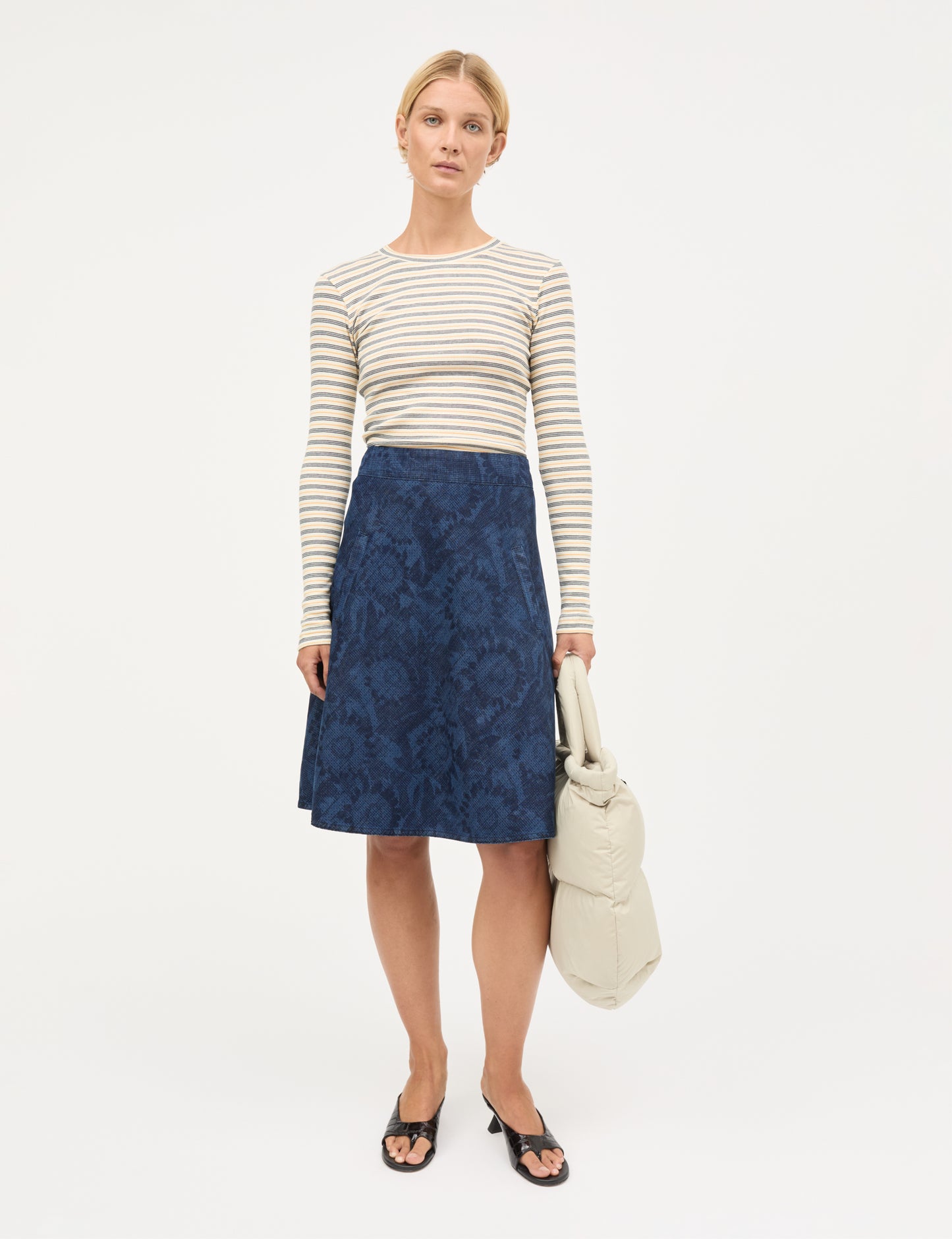 Lazor Denim Stelly Skirt, Sunflower AOP