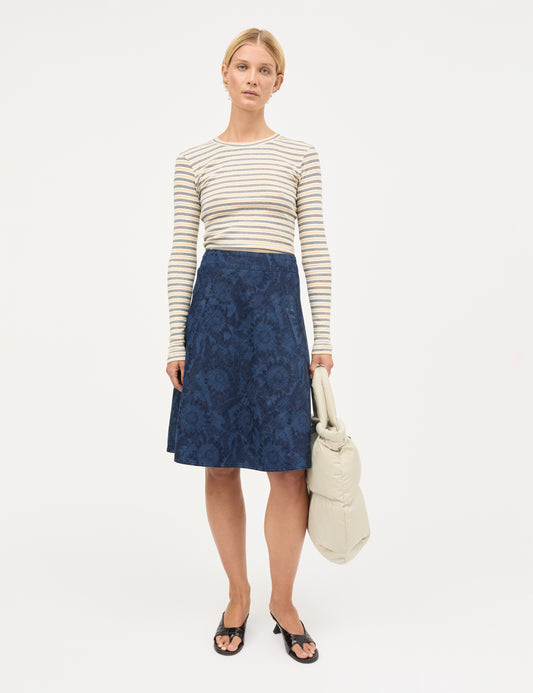 Lazor Denim Stelly Skirt, Sunflower AOP