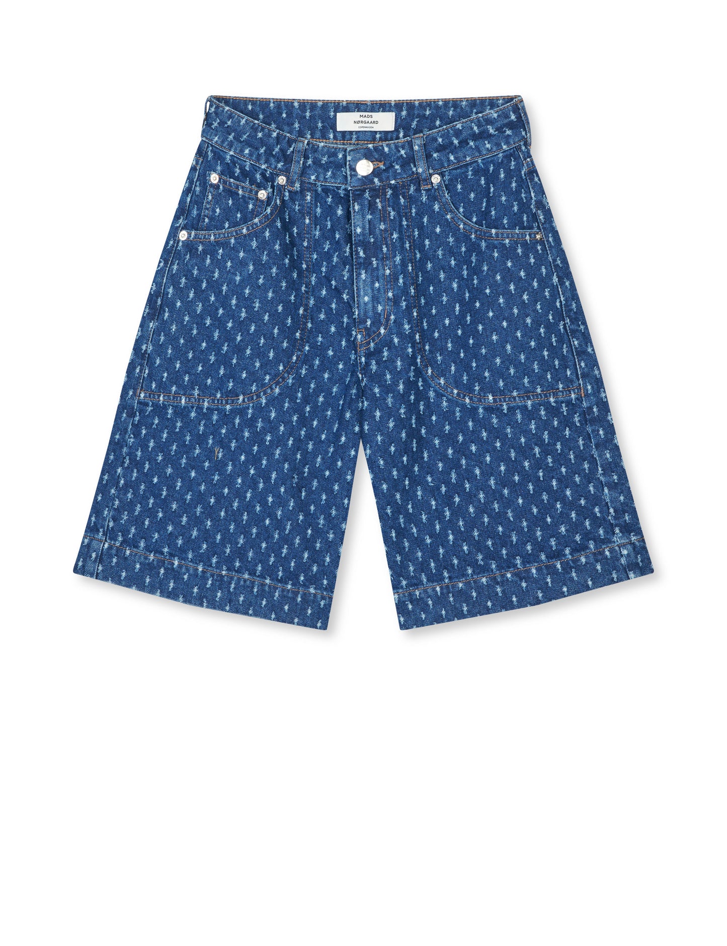 Distres Denim Rossy Shorts, Mid Blue Denim
