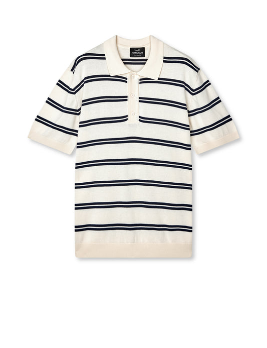 Tight Cotton Tristan Knit SS ST., Vanilla Ice/Sky Captain