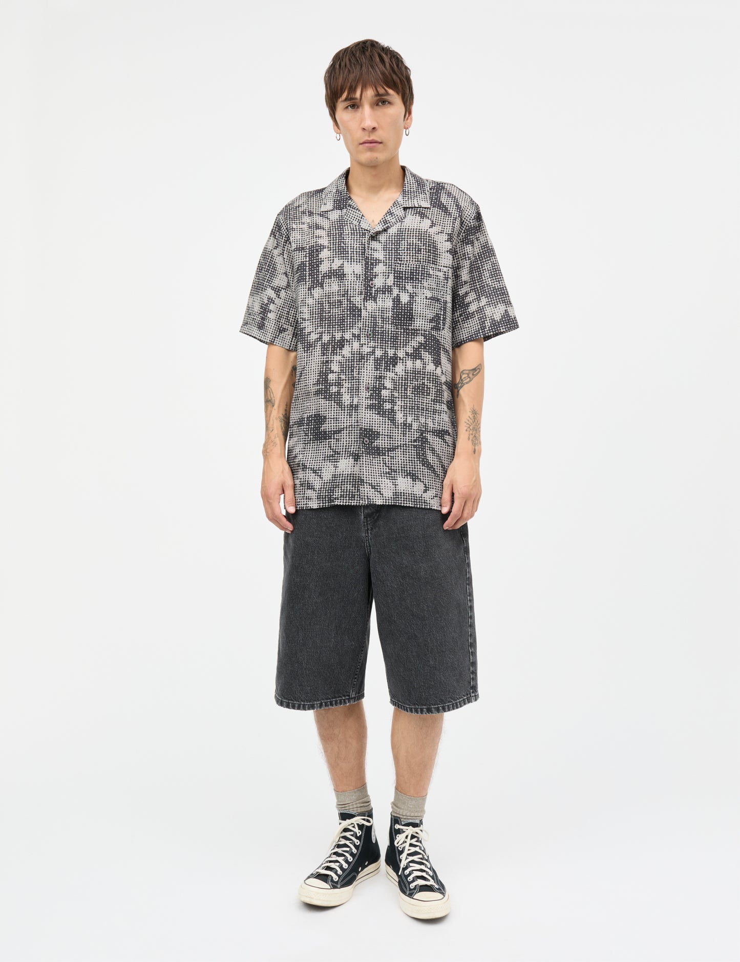 Cotton Linen Kenji AOP Shirt SS, Plaza Taupe/Sky Captain AOP