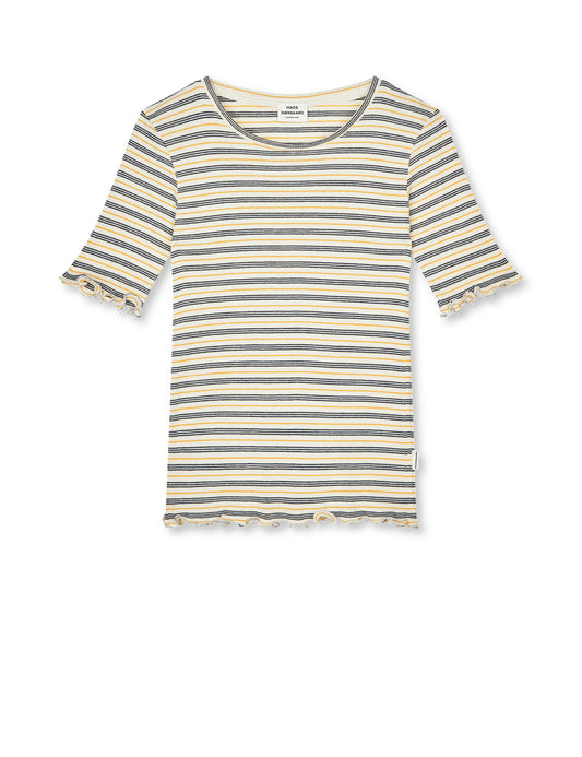 2x2 Cotton Stripe Stripe Tuviana Tee, Vanilla Ice/Sky Captain/Zinnia