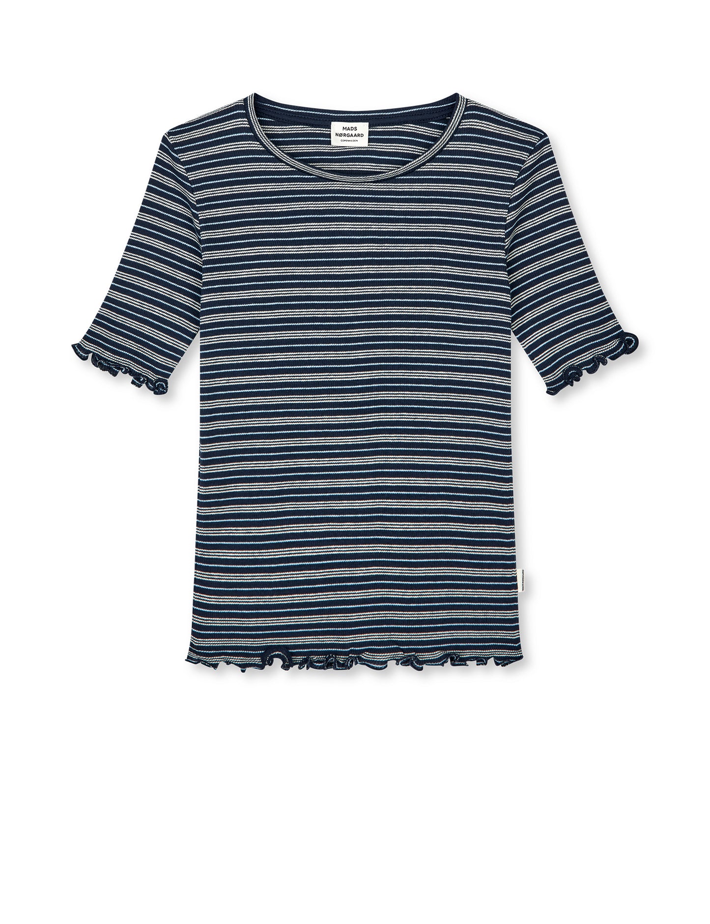 2x2 Cotton Stripe Stripe Tuviana Tee, Sky Captain/Vanilla Ice/Cashme