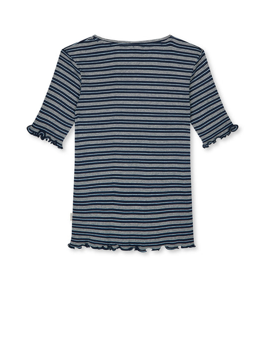 2x2 Cotton Stripe Stripe Tuviana Tee, Sky Captain/Vanilla Ice/Cashme