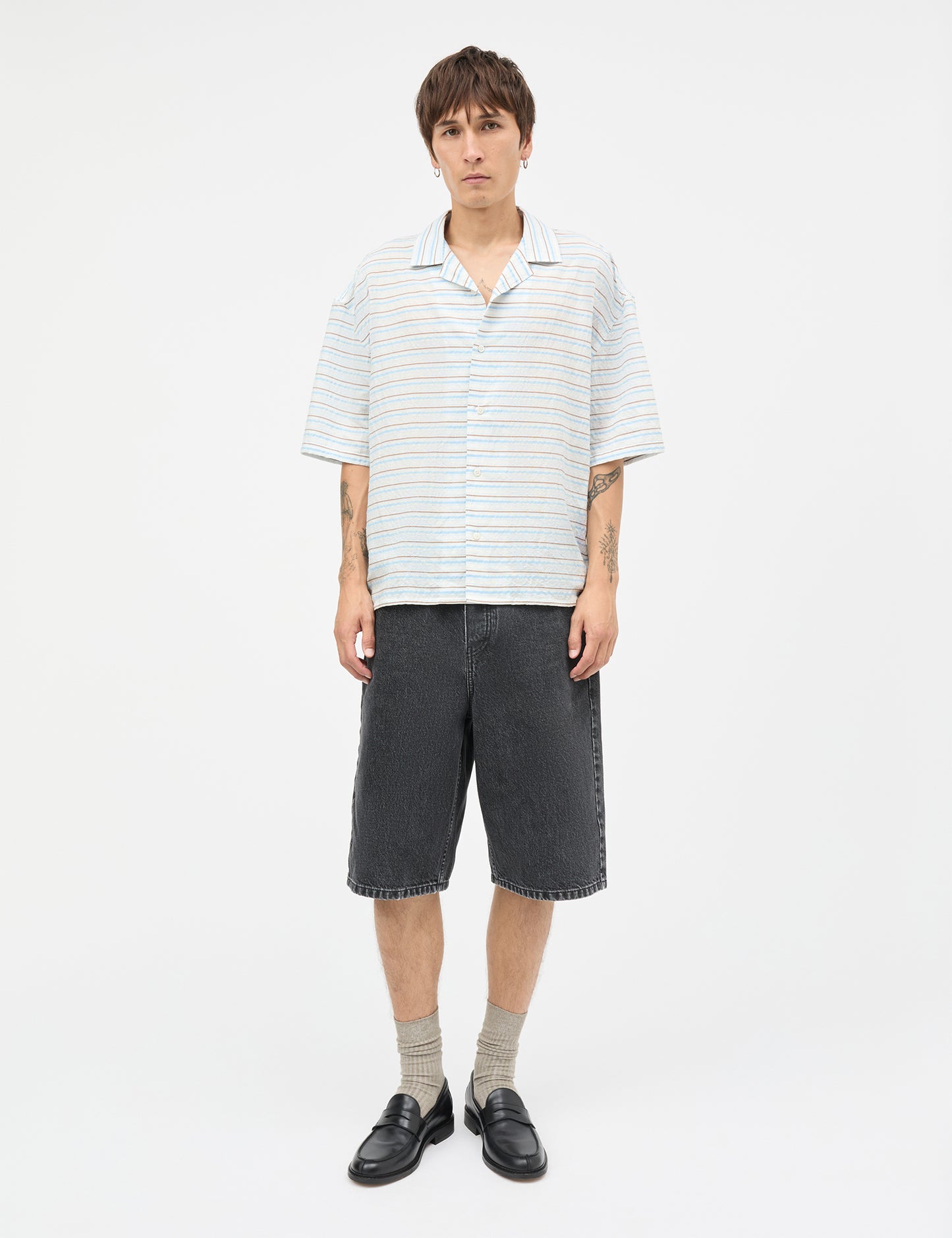 Stelo Resort Big Shirt, White/Cashmere Blue/Plaza Taup