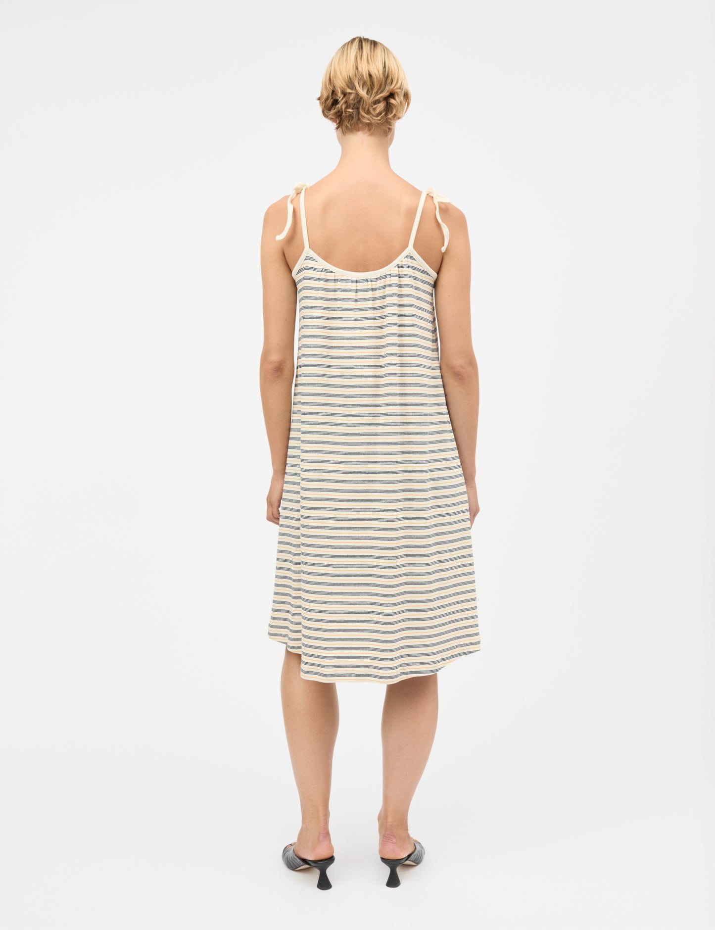 2x2 Cotton Stripe Stine Dress, Vanilla Ice/Sky Captain/Zinnia