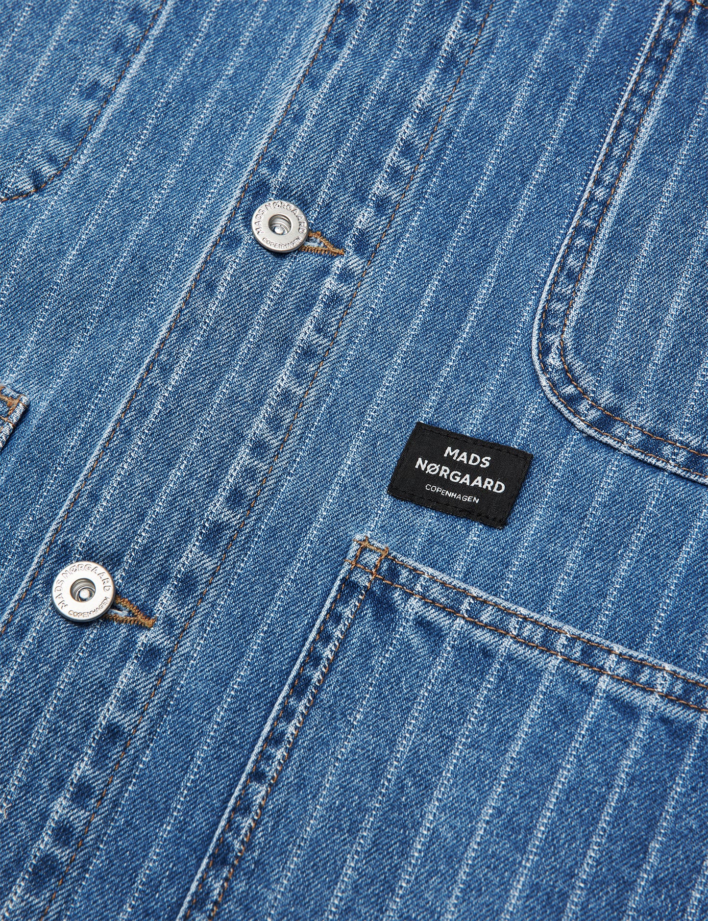 Striped Denim Chore Jacket, Light Blue Wash