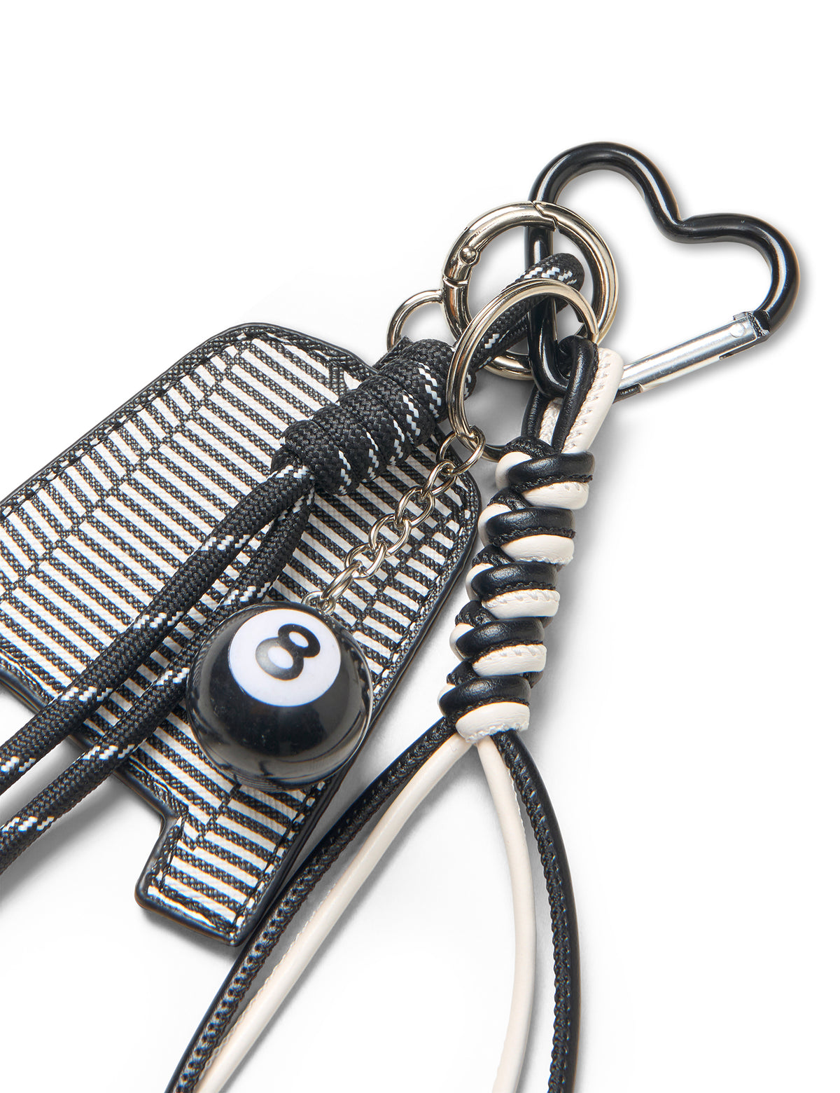 MN Stripe Tee Keychain, Black/White