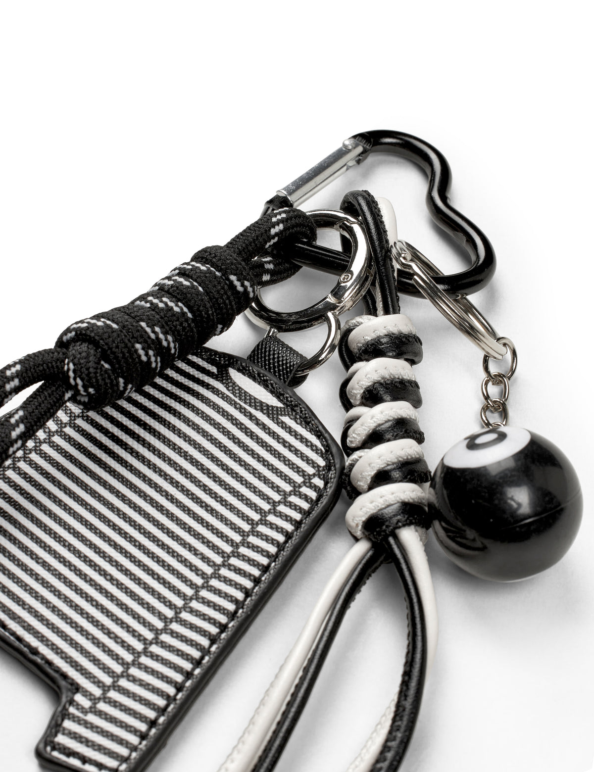 MN Stripe Tee Keychain, Black/White