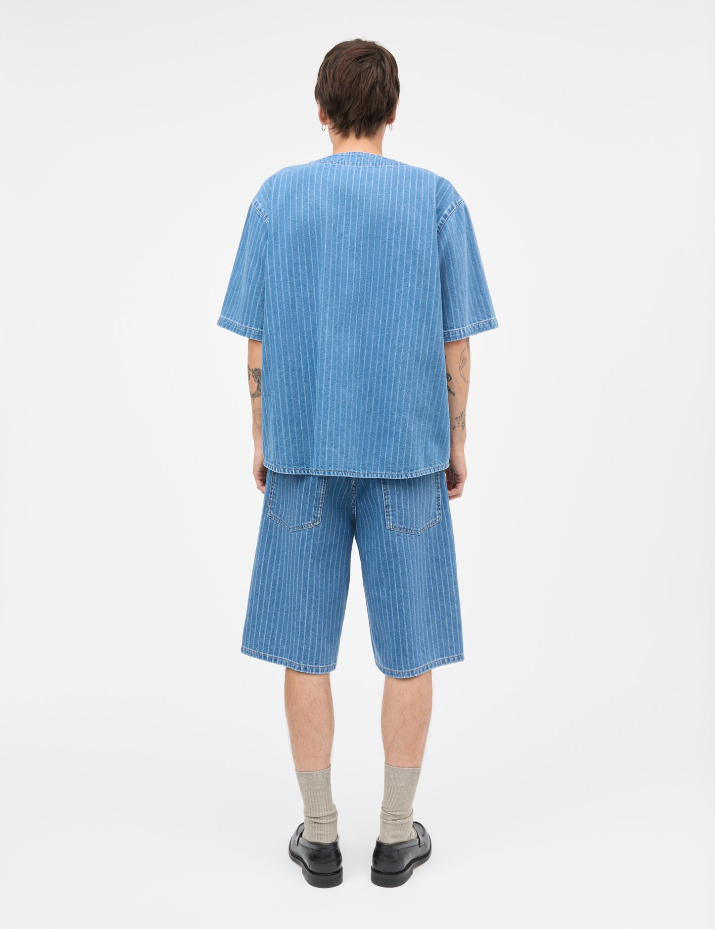 Striped Denim Paradise Shirt, Light Blue Wash