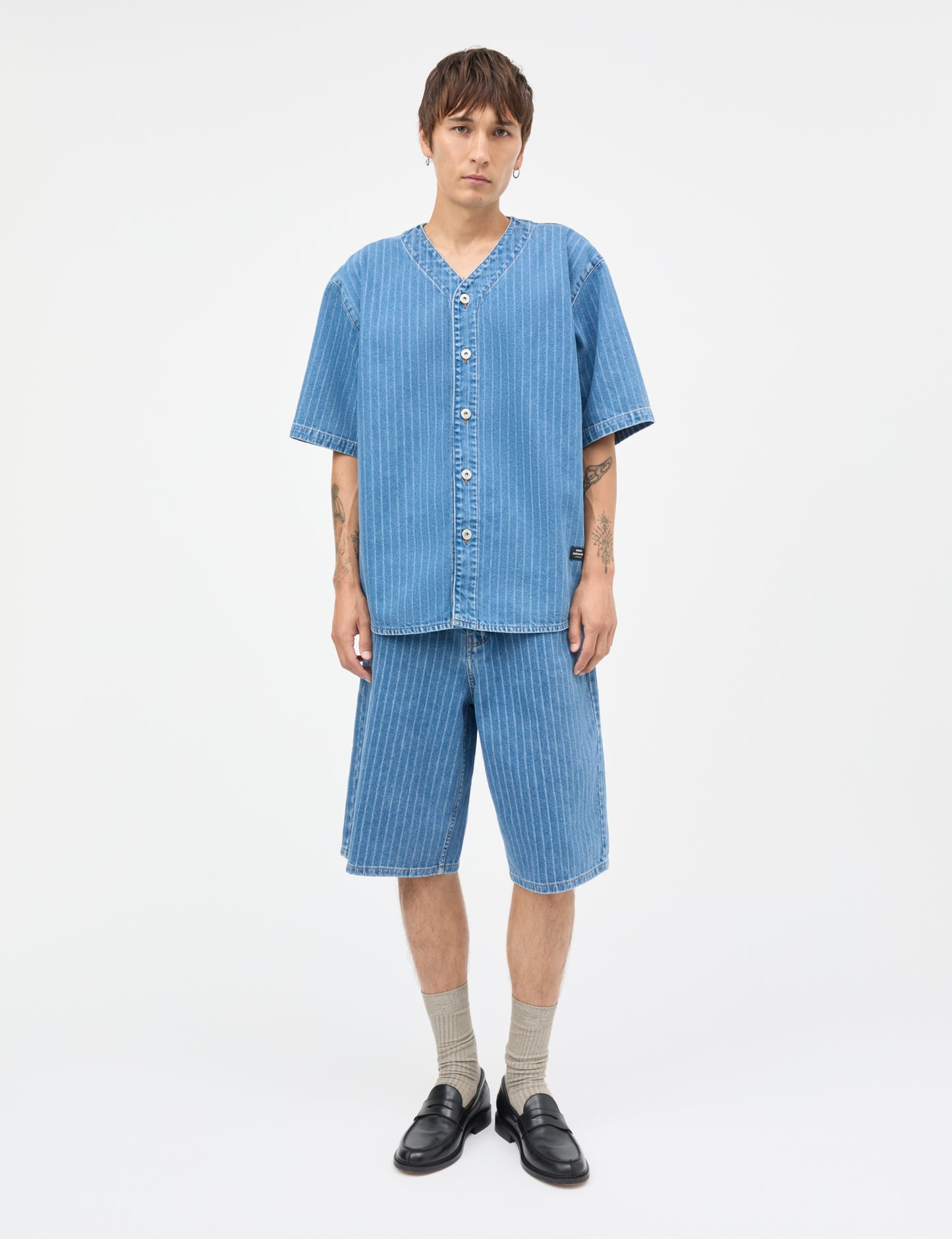 Striped Denim Paradise Shirt, Light Blue Wash