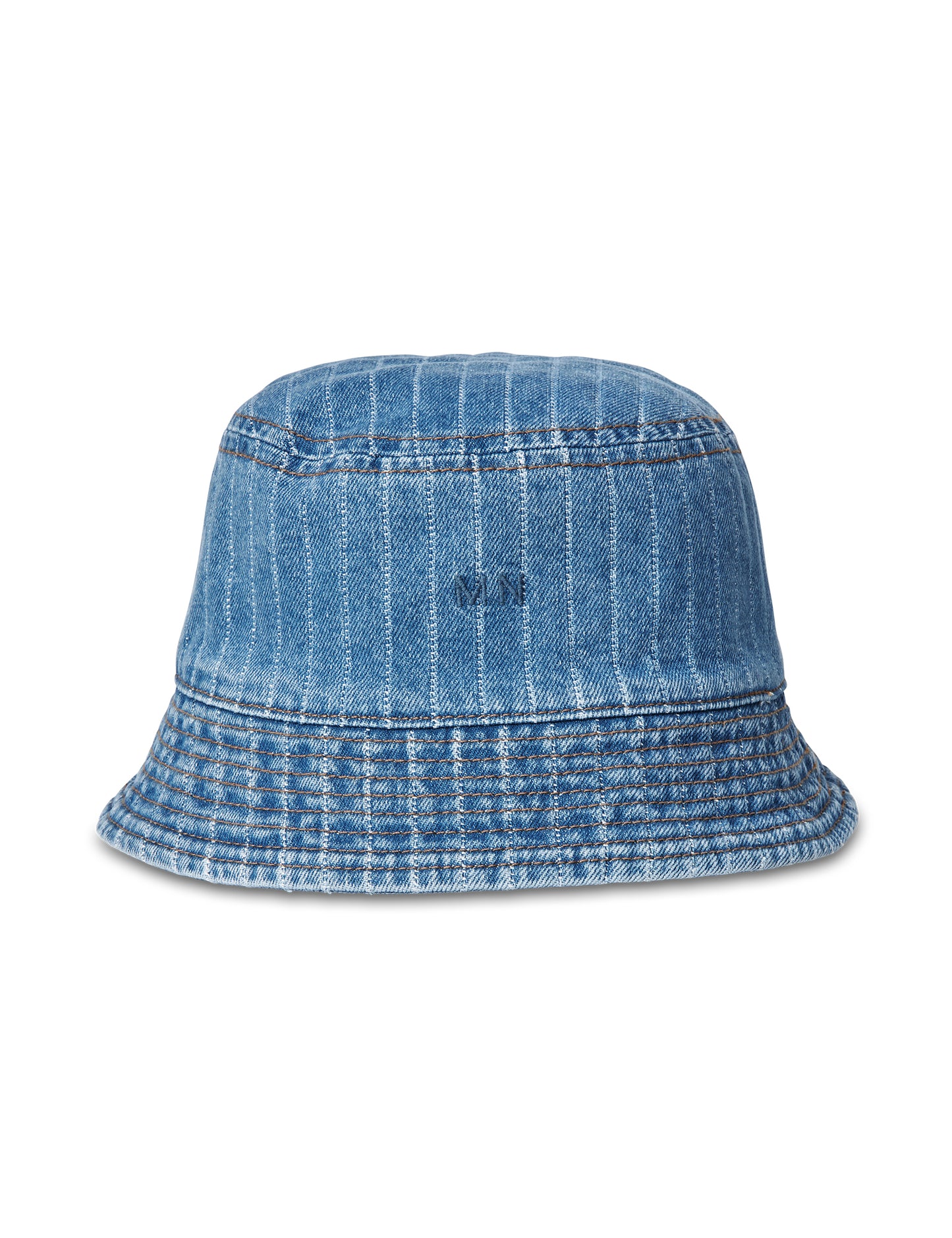 Striped Denim Bucket Hat, Light Blue Wash