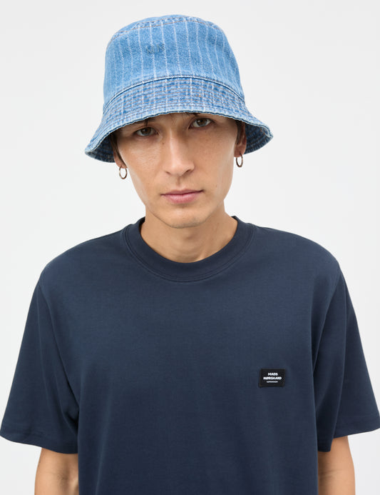Striped Denim Bucket Hat, Light Blue Wash