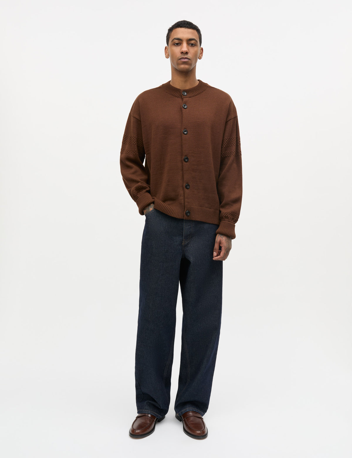 Wool Kjeld Cardigan Knit, Cocoa