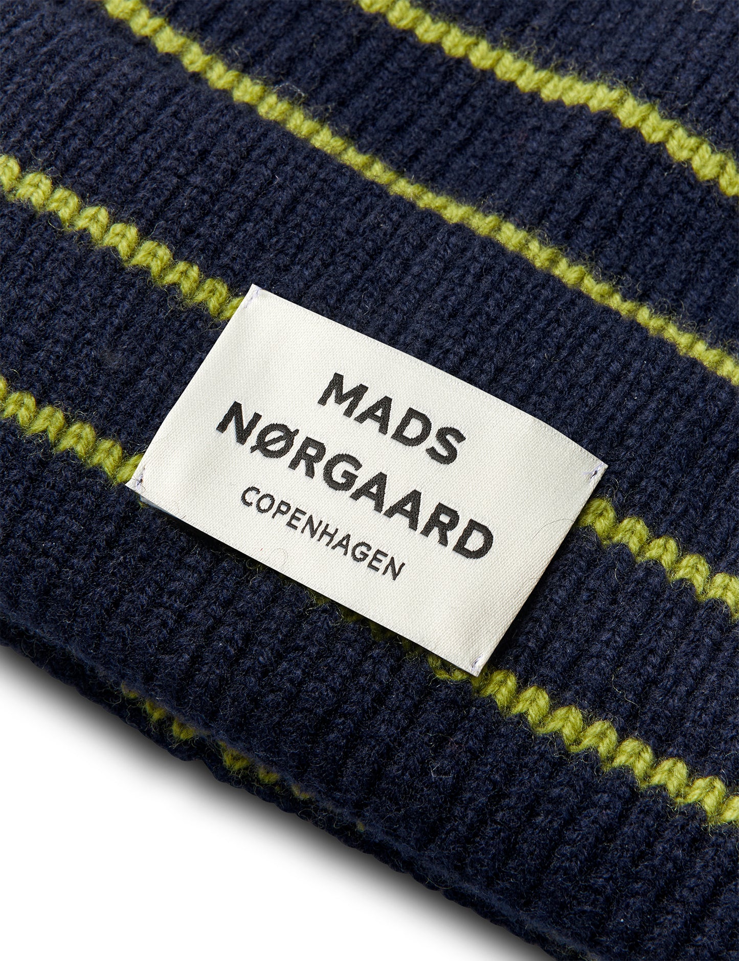 One Wool Anju Stripe Beanie, Sky Captain/Green Olive