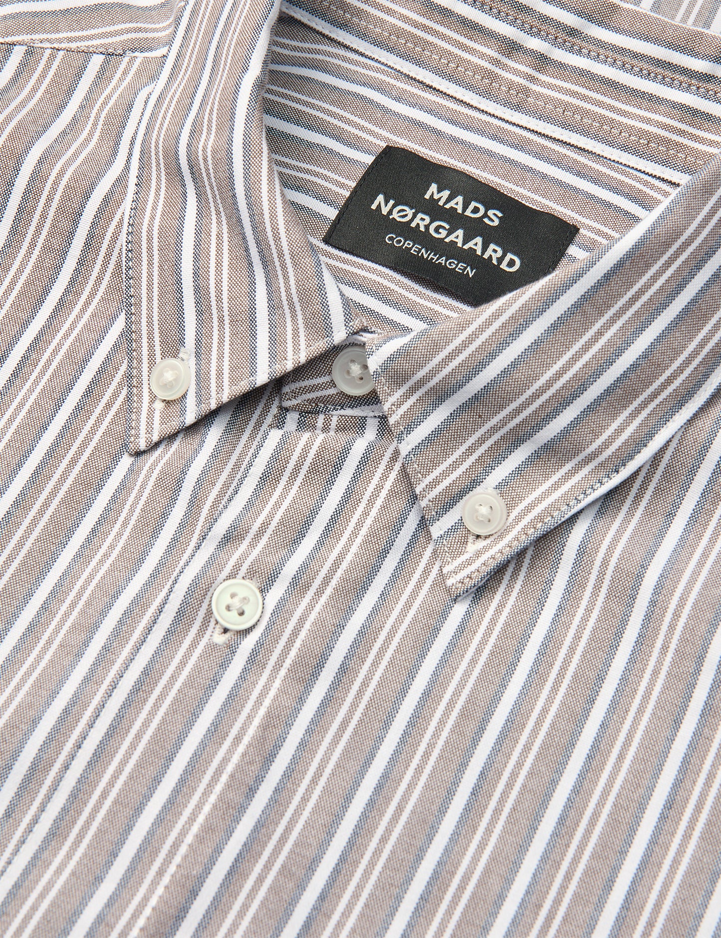 Oxford Sune Stripe Shirt BD FAV, Cocoa/Sky Captain