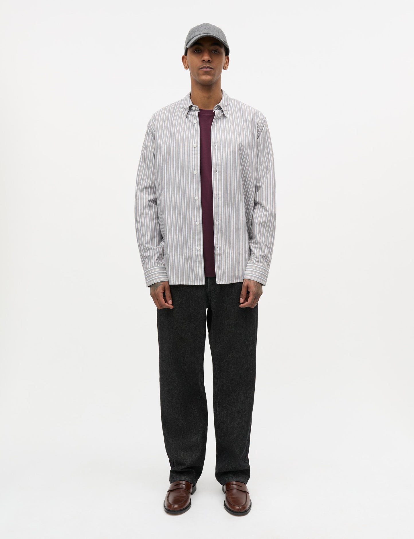 Oxford Sune Stripe Shirt BD FAV, Cocoa/Sky Captain