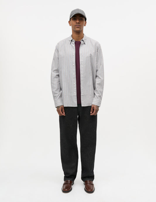 Oxford Sune Stripe Shirt BD FAV, Cocoa/Sky Captain