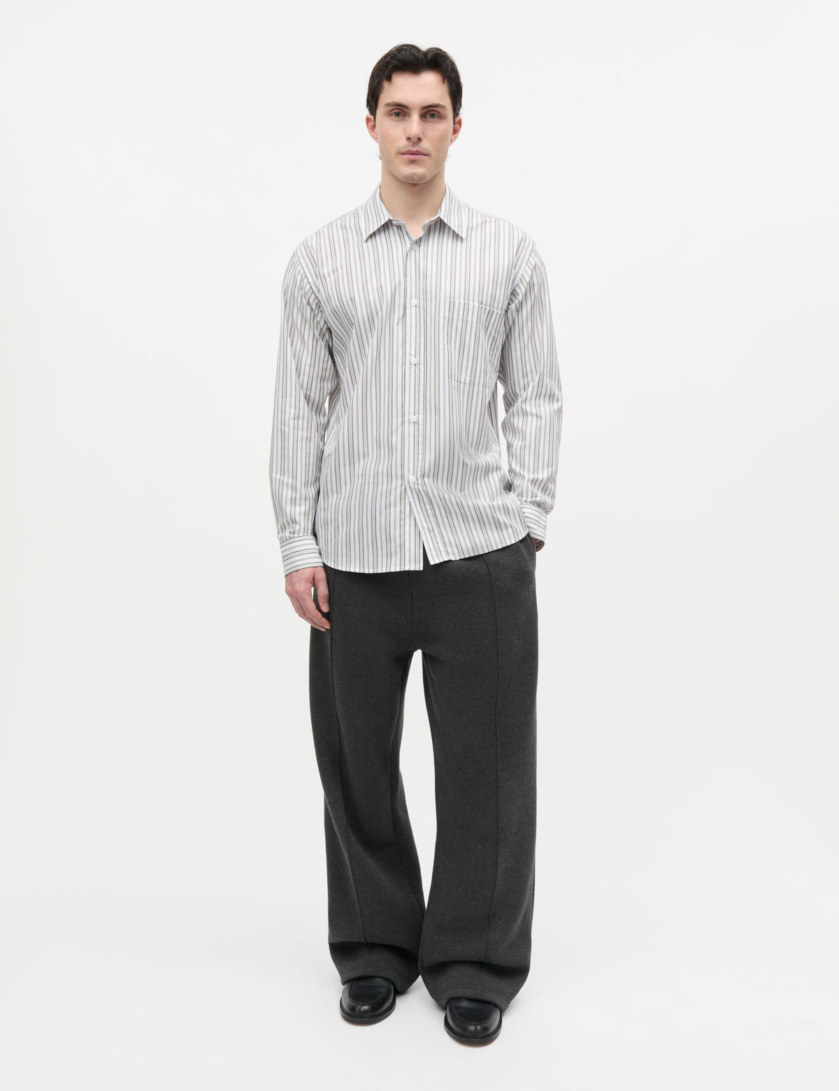 Cotton Soft Marcel Shirt, White/Tarmac ST.