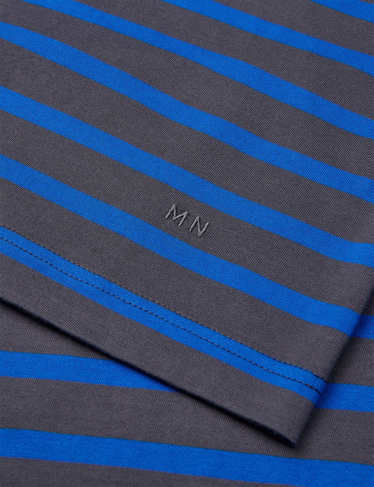 Cotton Jersey Stripe Frode Tee, Asphalt/Lapis Blue
