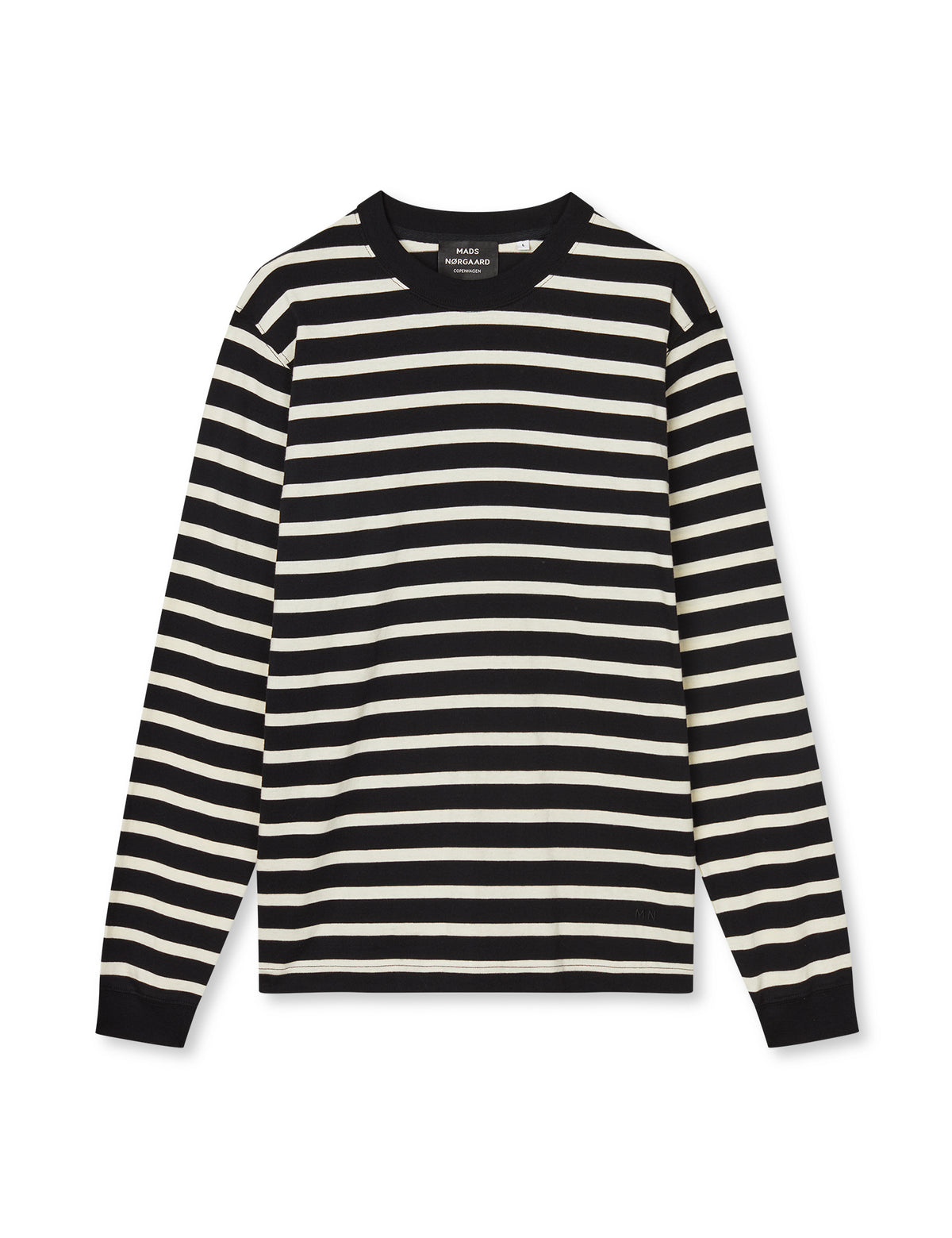 Cotton Jersey Stripe Frode Tee LS, Black/Vanilla Ice