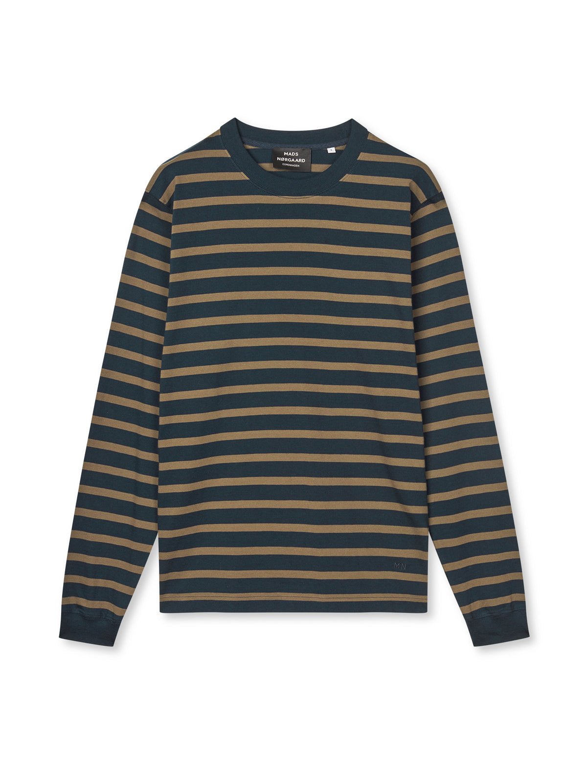 Cotton Jersey Stripe Frode Tee LS, Sky Captain/Tarmac