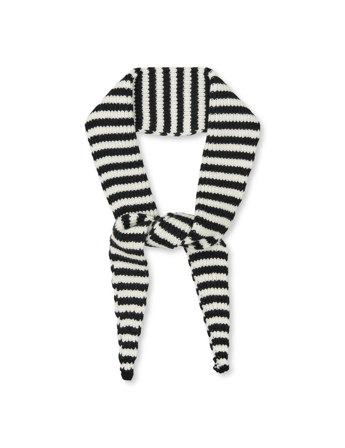 One Wool Momo Stripe scarf, Black/Vanilla Ice