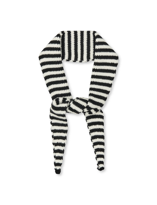 One Wool Momo Stripe scarf, Black/Vanilla Ice