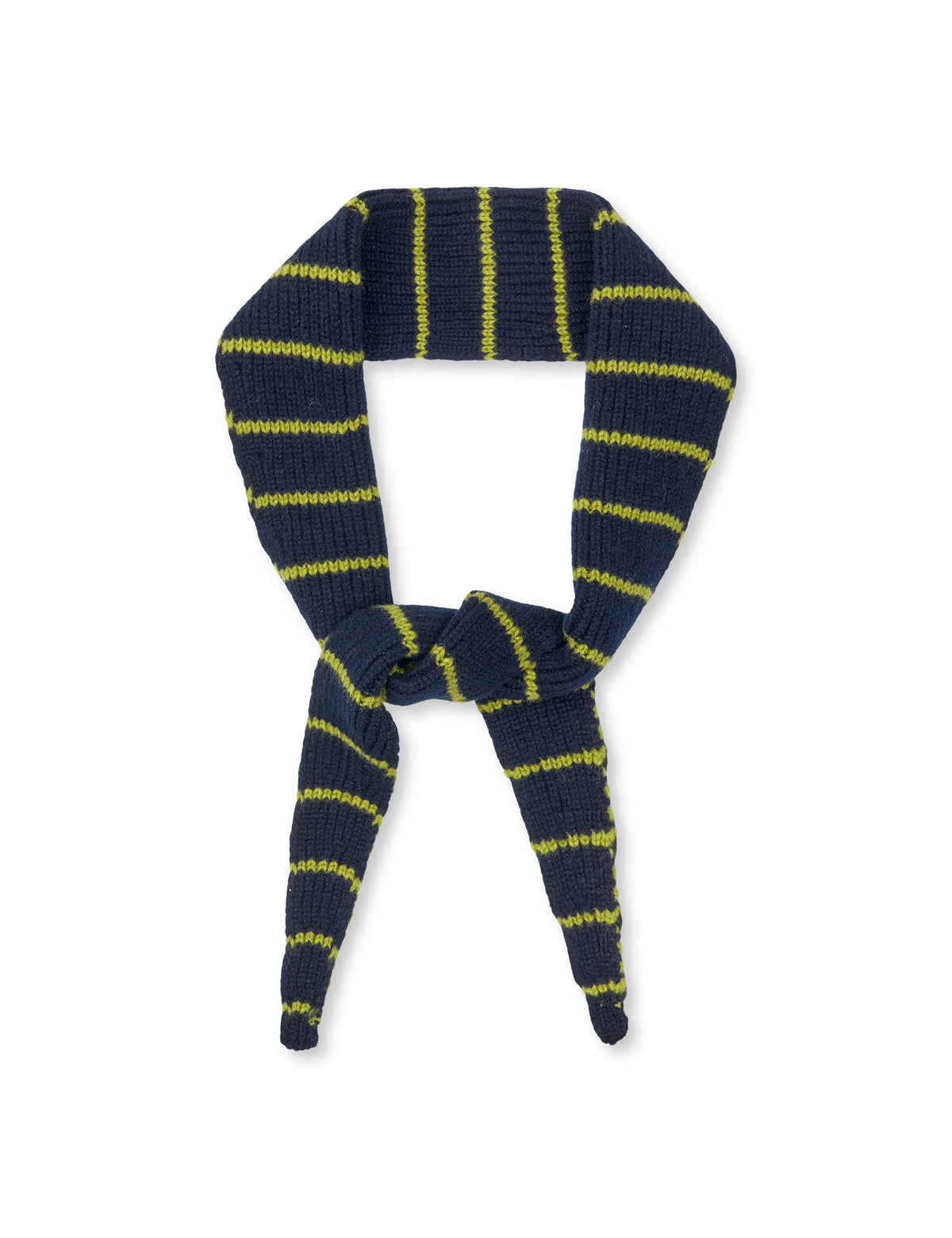 One Wool Momo Stripe scarf, Sky Captain/Green Olive