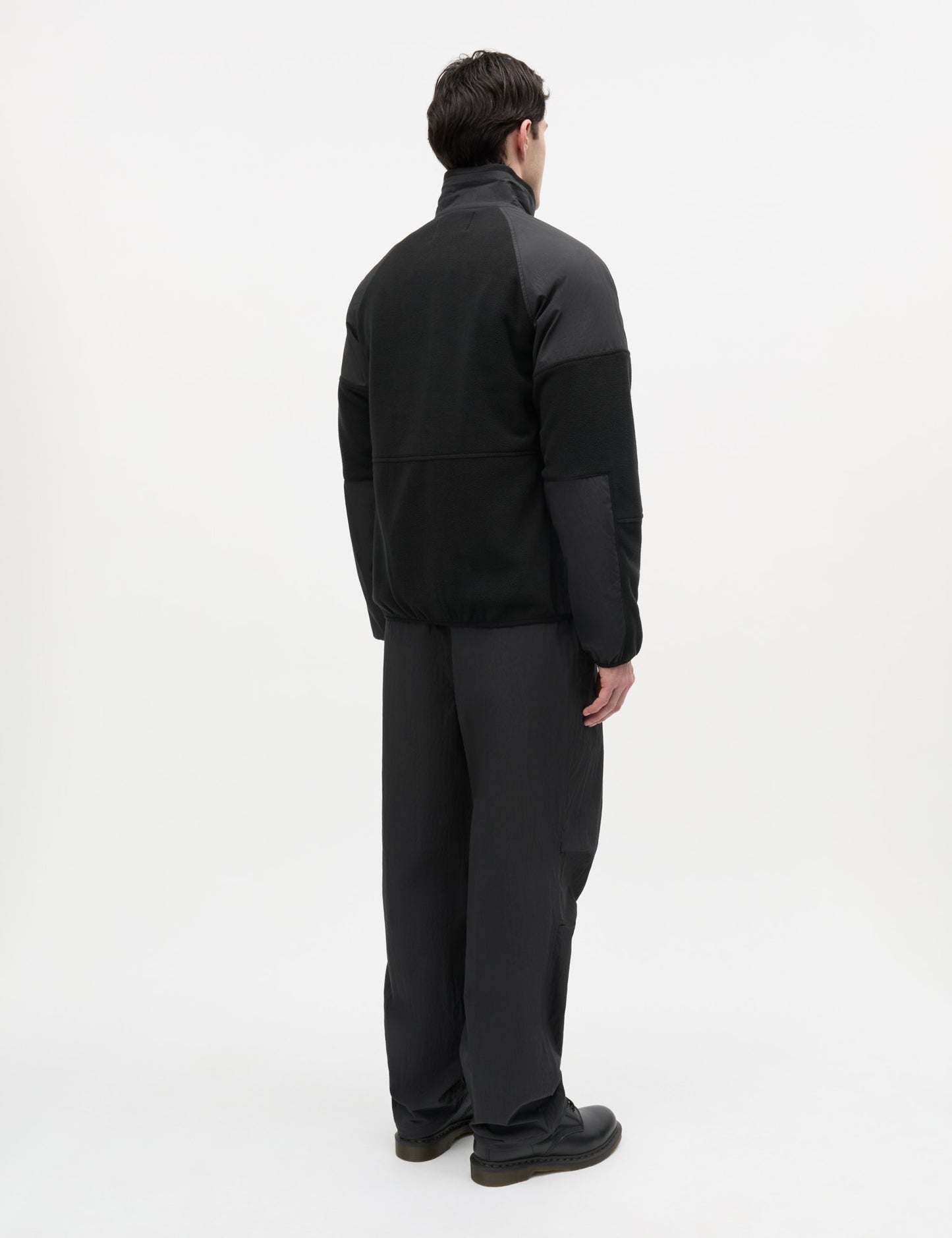 Fleece Contrast Jacket, Black