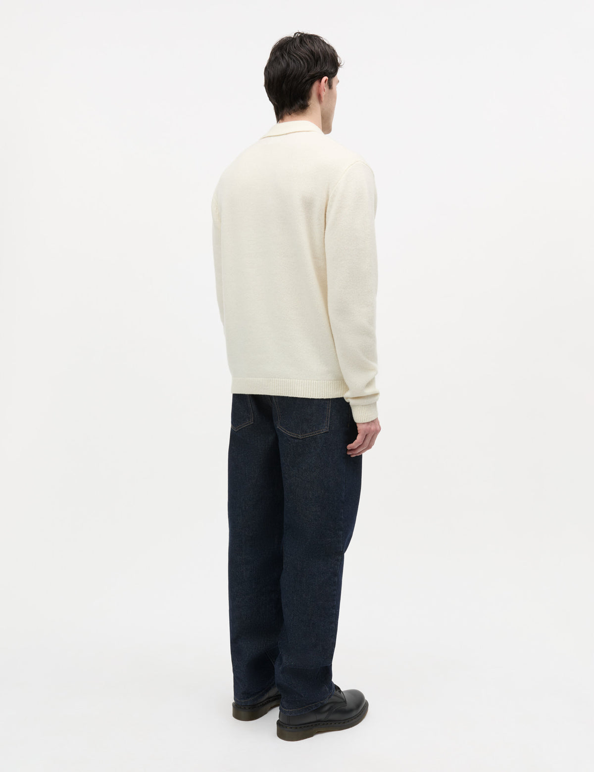 Super Wool Brando Polo LS Knit, Vanilla Ice