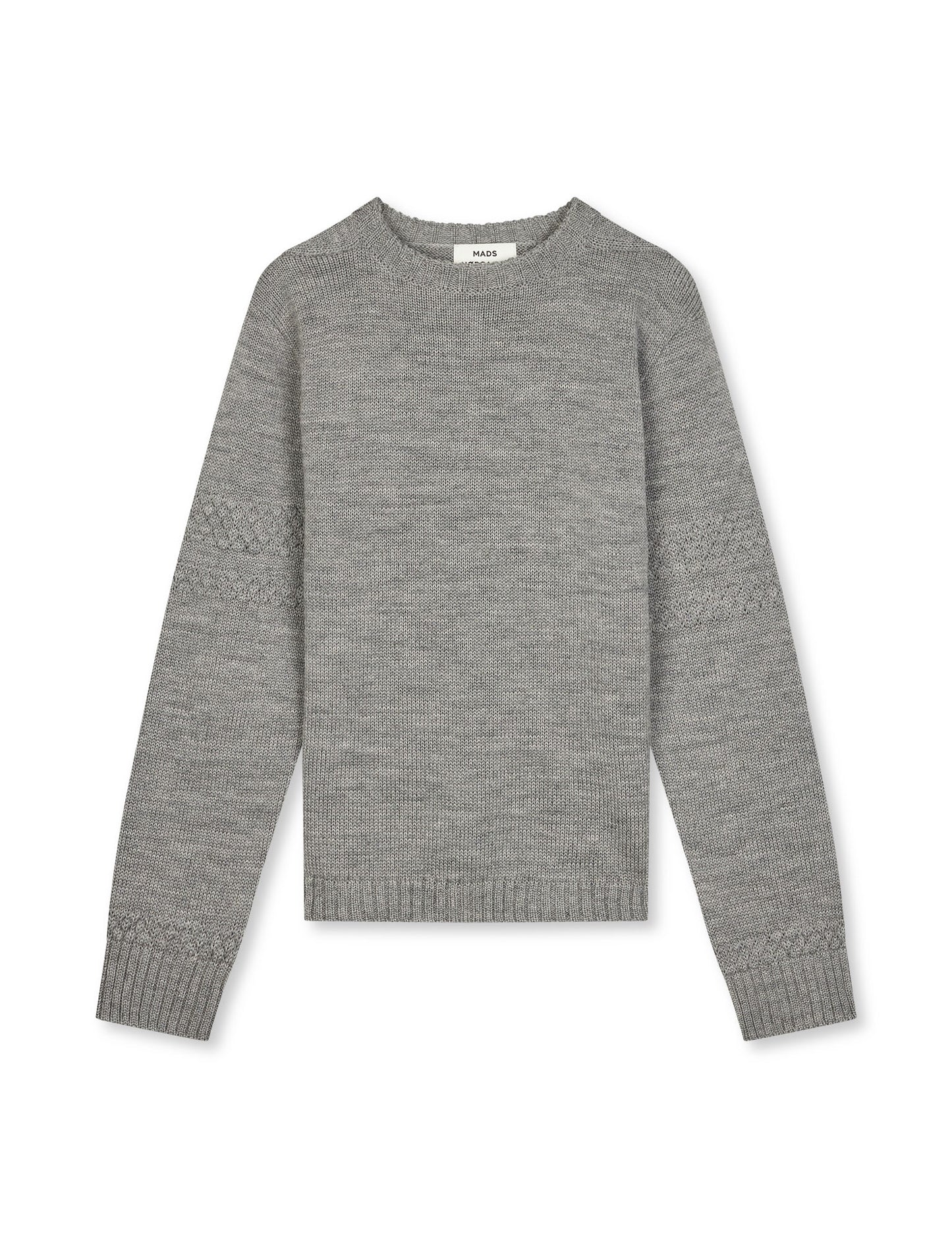 Wool Karoline Sweater, Mid Grey Melange
